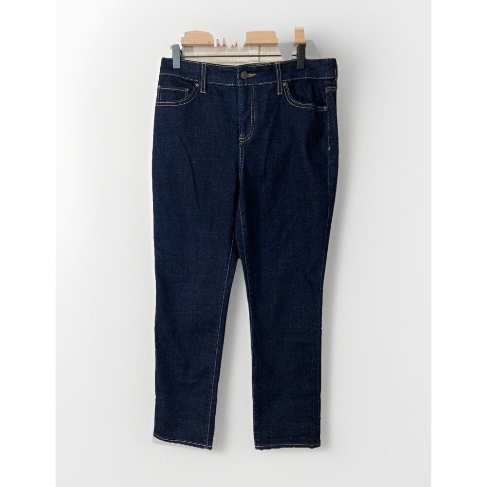 Chicos Slimming Girlfriend Crop Jeans Womens 4 Blue Stretch Denim Mid Rise
